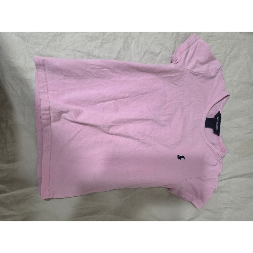 Ralph Lauren Girls Pink Short Sleeve Crewneck Pony Logo T-Shirt Size 6X